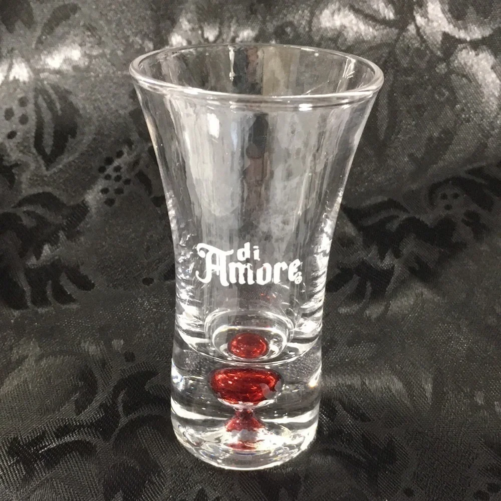 Vintage di Amore Red Bubble Bottom Shot Glass | 3.5” Fluted Cordial Shooter